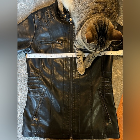 SOLD Faux Leather Black Zip Up Jacket - Picture 4 of 11